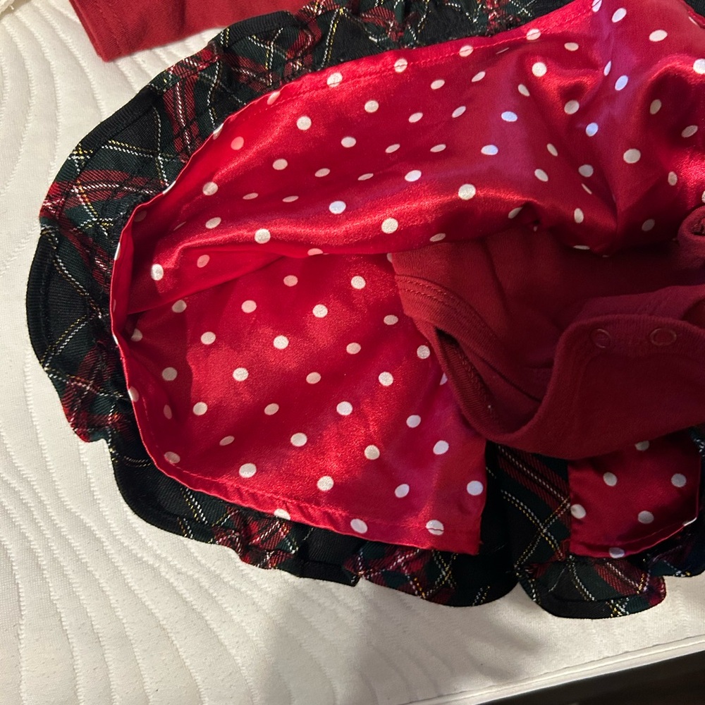 2 piece  red plaid Christmas dress set - Picture 6 of 11